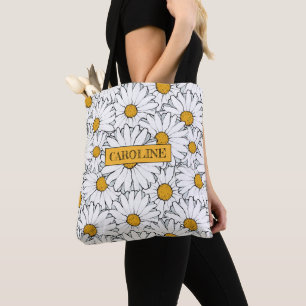 Persoonlijk aangepast modern madeliefjes bloempatr tote bag