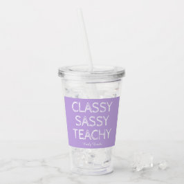 Persoonlijk aangepast paars cadeau-idee voor lerar acryl drinkbeker
