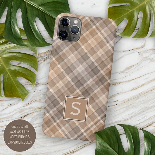 Persoonlijk aangepast rustiek beige bruin ruitpatr Case-Mate iPhone case