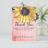 Persoonlijk Aangepast Rustiek Chic Zonnebloem Schu Bedankkaart (Staand voorkant)