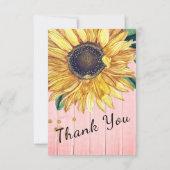 Persoonlijk Aangepast Rustiek Chic Zonnebloem Schu Bedankkaart (Achterkant)