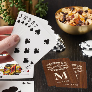 Persoonlijk aangepast rustiek houtnerfpatroon pokerkaarten