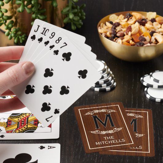 Persoonlijk aangepast rustiek houtnerfpatroon pokerkaarten (Insitu)