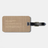 Persoonlijk aangepaste beige taupe bruin bagagelabel (Achterkant horizontaal)