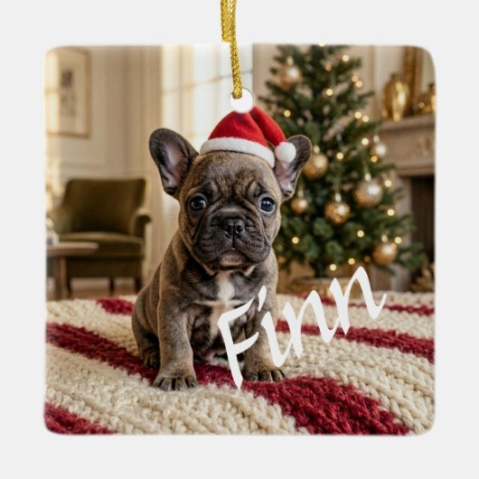 Persoonlijk aangepaste chic foto keramische kerstb keramisch ornament (Voorkant)