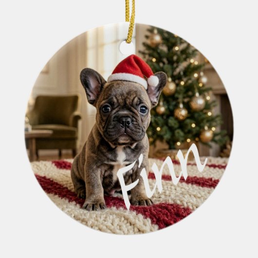 Persoonlijk aangepaste chic foto keramische kerstb keramisch ornament (Voorkant)