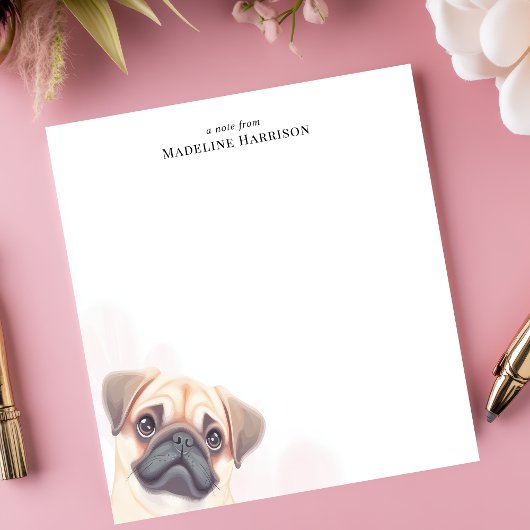 Persoonlijk Aangepaste Cute Fawn Pug Hond Liefhebb Notitieblok