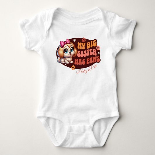 Persoonlijk aangepaste malle baby- en honden- romper (Voorkant)