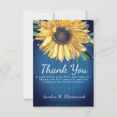 Persoonlijk aangepaste rustieke blauwe zonnebloem  bedankkaart (Voorkant)