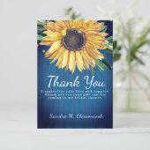 Persoonlijk aangepaste rustieke blauwe zonnebloem  bedankkaart (Staand voorkant)
