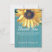 Persoonlijk aangepaste rustieke chic zonnebloem sc bedankkaart (Voorkant)