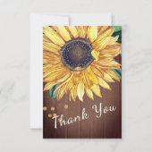 Persoonlijk aangepaste rustieke chic zonnebloem sc bedankkaart (Achterkant)