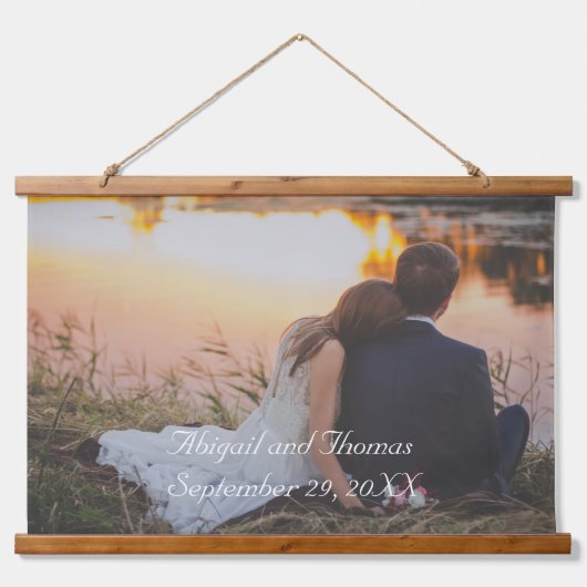 Persoonlijk Aangepaste Trouwfoto  Hangend Wandkleed (Voorkant)