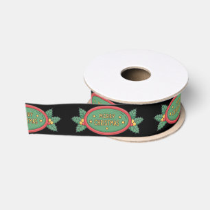 Persoonlijk aangepaste vrolijk kerstfeest grosgrain lint