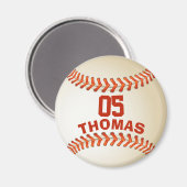 Persoonlijk Aantal en Naam Baseball Magnet (Voorkant / Achterkant)