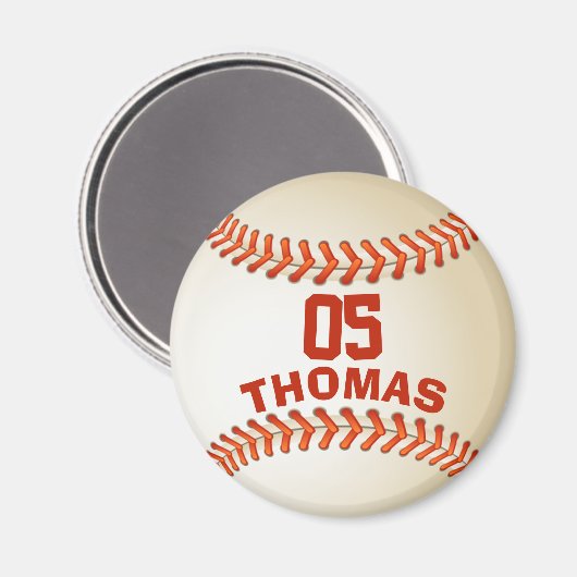 Persoonlijk Aantal en Naam Baseball Magnet (Voorkant / Achterkant)