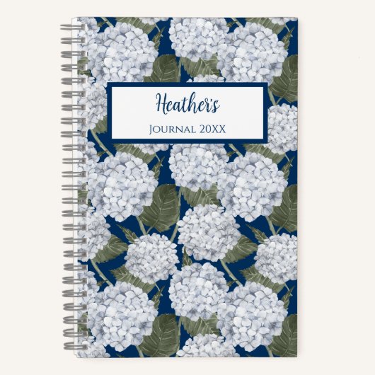 Persoonlijk aantekenboek met hydrangeabloemen notitieboek (Voorkant)