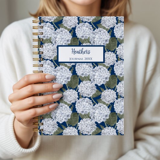 Persoonlijk aantekenboek met hydrangeabloemen notitieboek