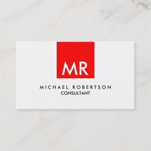 Persoonlijk aantrekkelijk Monogram Rood Zwart wit Visitekaartje (Voorkant)