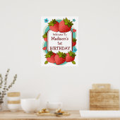 Persoonlijk Aardbeien Verjaardagsfeest Poster (Keuken)