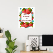Persoonlijk Aardbeien Verjaardagsfeest Poster (Thuiskantoor)