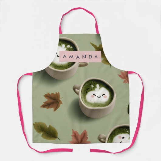 Persoonlijk Aardig Matcha Latte Patroon Schort (Voorkant)