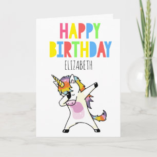 Persoonlijk abbing Unicorn Girl Happy Birthday Kaart