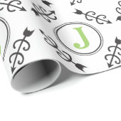 Persoonlijk Abstract Cross Country Pijl Monogram Cadeaupapier (Rol Hoek)