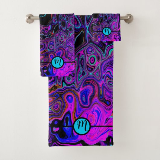Persoonlijk Abstract Paars en Zwart Bad Handdoek (Insitu)