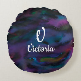 Persoonlijk abstract rokerig paarse waterverf rond kussen