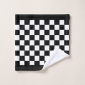 Persoonlijk abstract zwart-wit geruit bad handdoek (Wasdoekje)