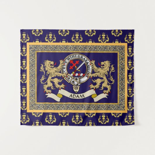 Persoonlijk Adam Clan Badge Blauw Wandkleed (Voorkant (horizontaal))
