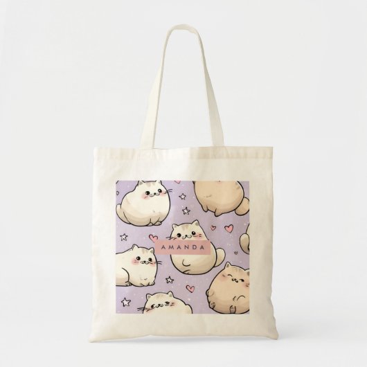 Persoonlijk Adoreerbaar Mollenkat Patroon Tote Bag (Voorkant)
