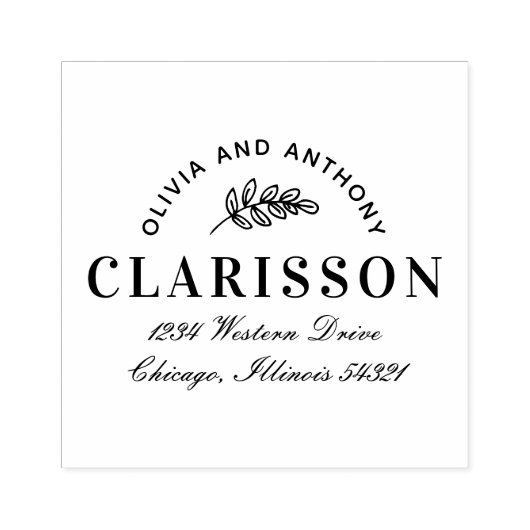 Persoonlijk adres van het Leaf Pattern Motif Retur Rubberstempel (Afrduk)