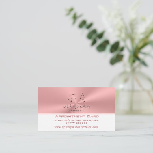 Persoonlijk adviseur luxueus roze chroom afsprakenkaartje (Staand voorkant)