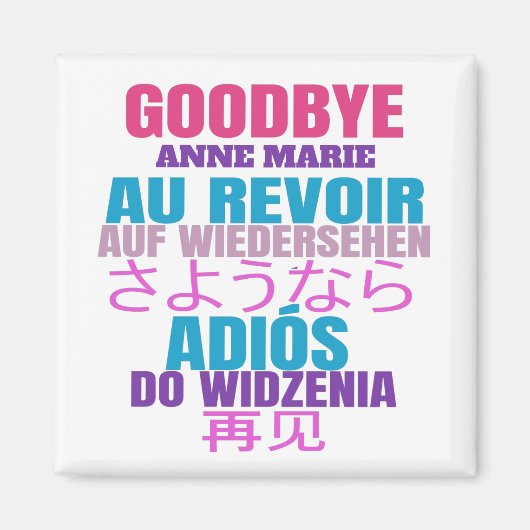 Persoonlijk afscheid van Au Revoir Typografie Magneet (Voorkant)