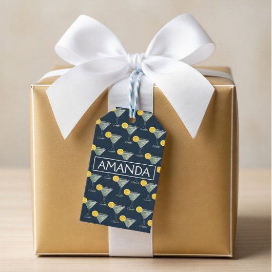 Persoonlijk afscheidscadeau met margarita-thema cadeaulabel