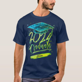 Persoonlijk afstudeerblauw T-shirt met naam
