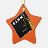 Persoonlijk afstudeercadeau keramisch ornament (Links)