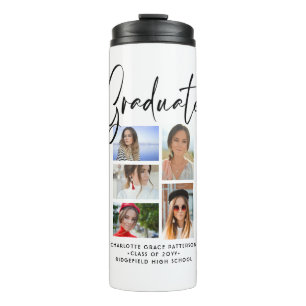 Persoonlijk afstudeerfoto-collagecadeau thermosbeker