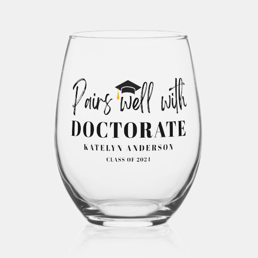 Persoonlijk afstudeerjaar doctoraat wijnglas zonder voet (Voorkant)