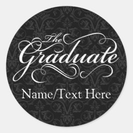 Persoonlijk Afstuderen, elegant zwart Afstuderen Ronde Sticker