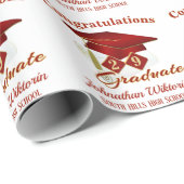 Persoonlijk Afstuderen rood en goud Cadeaupapier (Rol Hoek)