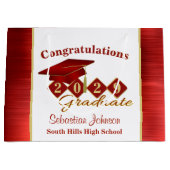 Persoonlijk Afstuderen rood en goud Groot Cadeauzakje (Voorkant)