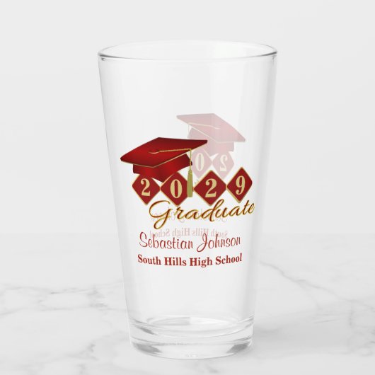 Persoonlijk Afstuderen rood & goud 20XX Glas (Achterkant)