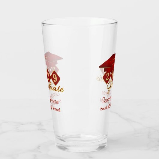 Persoonlijk Afstuderen rood & goud 20XX Glas (Links)