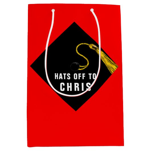 Persoonlijk Afstuderen rood Medium Cadeauzakje (Voorkant)