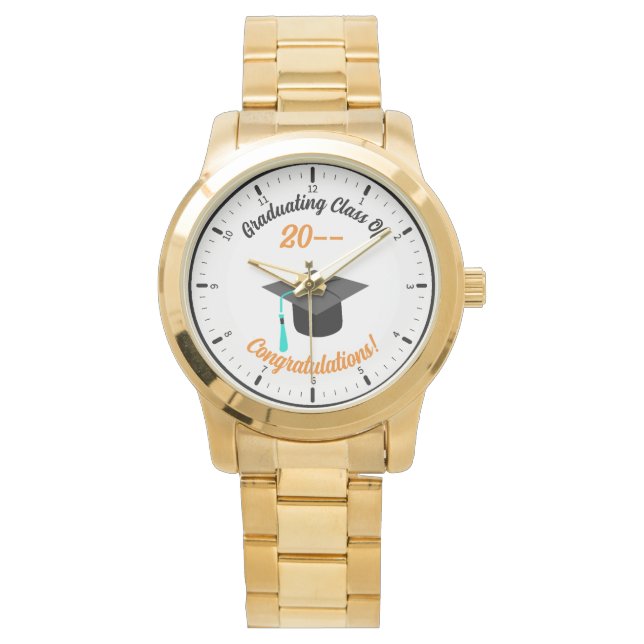 Persoonlijk Afstuderen Watch Face Gold Watch Horloge (Voorkant)