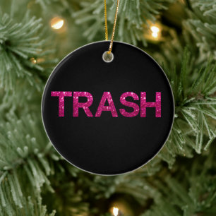 Persoonlijk afval roze glinsterend keramisch ornament