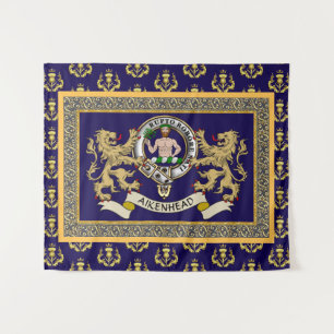 Persoonlijk Aikenhead Clan Badge Blauw Wandkleed